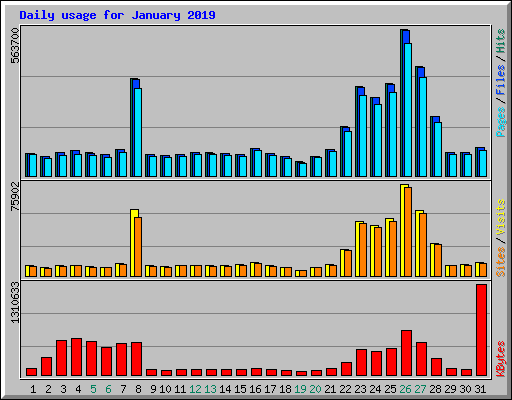 Daily usage for January 2019